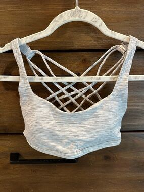 lululemon athletica Strappy Back Light Gray/White Sports Bra